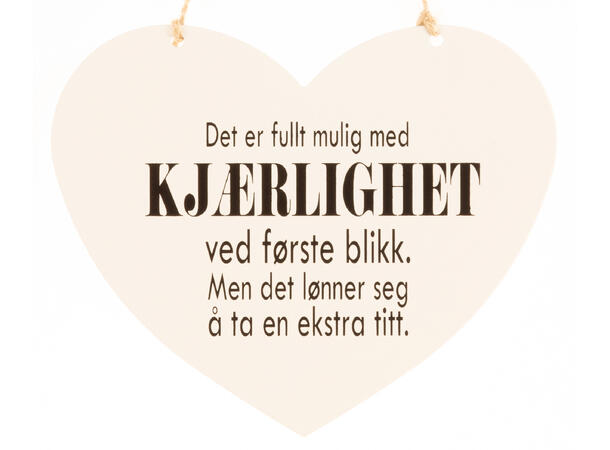 Skilt hjerte lite Kjærlighet blikk 13x11cm Metall 
