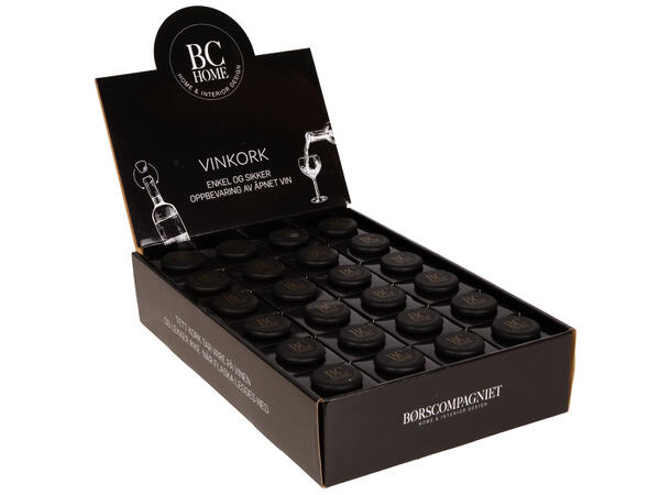 Vinkork silikon Party Sort 6ass Display 48stk Str 3,8x2,8cm 