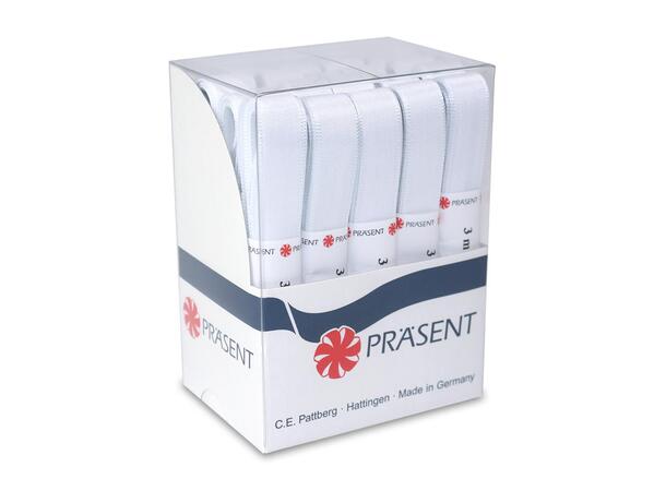 Bånd silke hvit 3m 15mm Display 20stk 