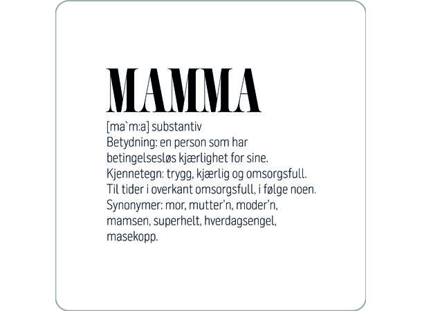 Glassbrikke 10x10cm hvit m/sort Mamma Serie: Definisjon MDF 
