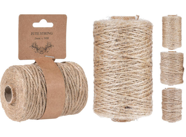 Jutetau natur 100m, 50m, 25m 3ass Display 24stk 