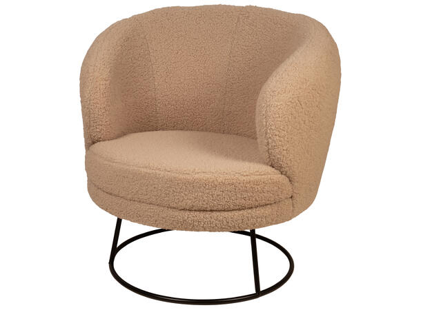 Stol boucle beige rund m/sort 78x72x71cm 