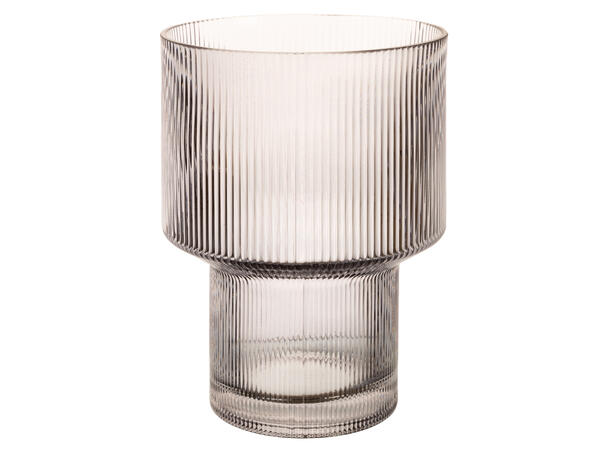 Vase rund stripet grå 15x20cm 
