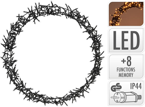 Krans LED Lysring 400 varmhvit 48cm IP44 8 funksjoner Timer 8/16t 