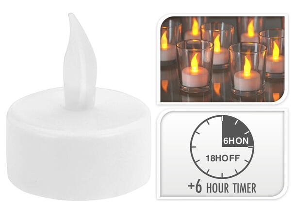 Telys LED hvit Timer:6/18t s/2 