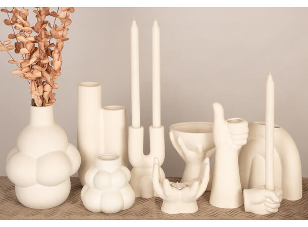 Vase hånd hvit 8,3x8,2x25,5cm Porselen 