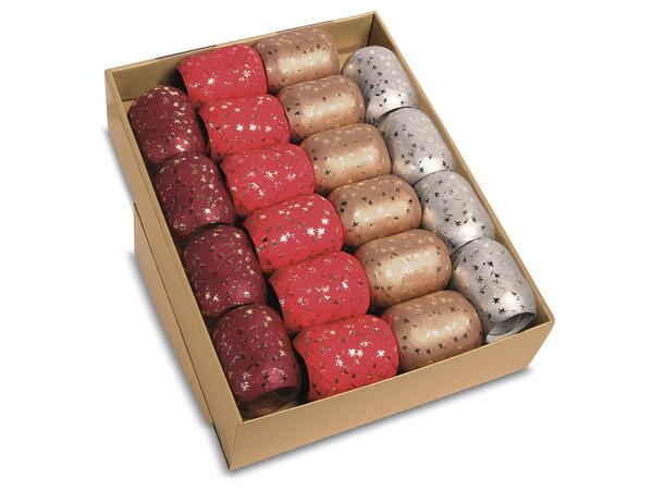 Bånd gavebånd 20m egg 8mm 4ass Display 20stk  assortert m/stjerner 