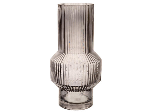 Vase rund stripet grå 18x35cm 