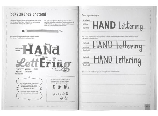Handlettering Øvingshefte Bokstaver Hvordan lage handletterings øvelser 