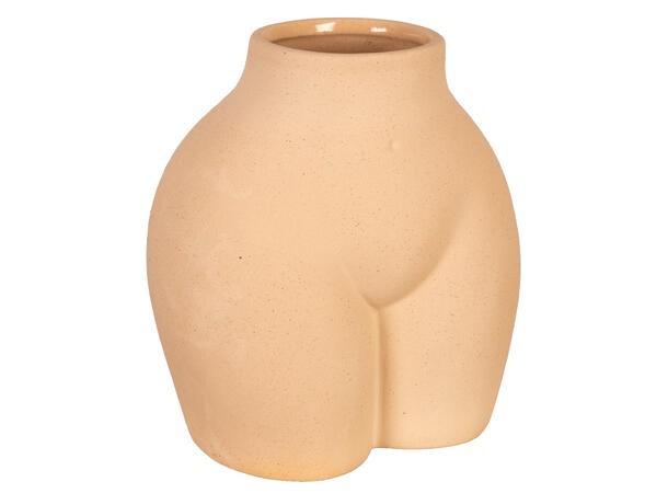 Vase kropp matt beige 15,5x11x16cm Glasert innvendig 