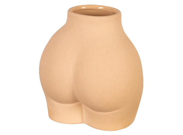 Vase kropp matt beige 15,5x11x16cm Glasert innvendig 