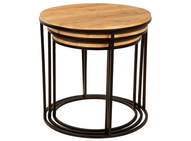 Bord metall sort m/treplate s/3 45x45/50x50/55x55cm 