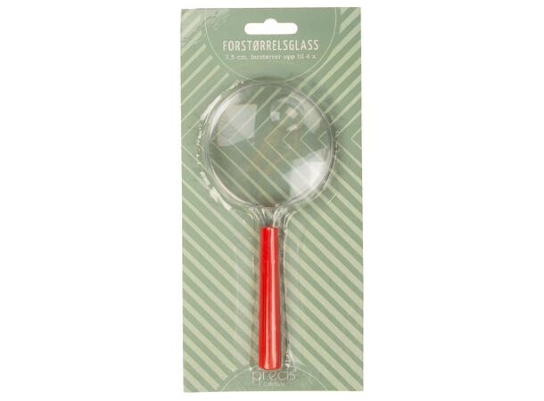 Forstørrelses glass d:7,5cm 4ass farger 2x/4x blister 
