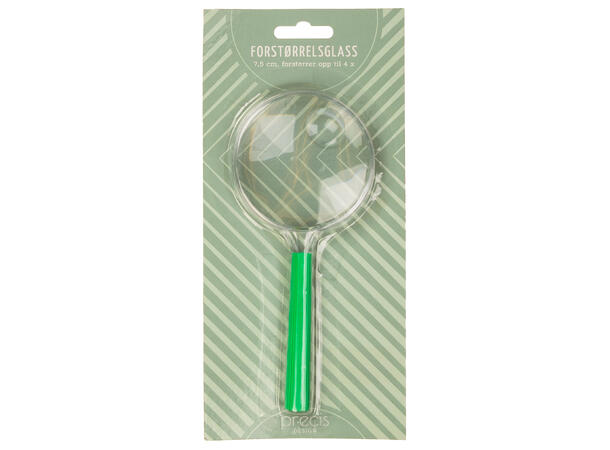 Forstørrelses glass d:7,5cm 4ass farger 2x/4x blister 