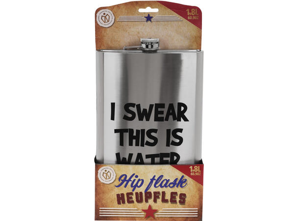 Lommelerke rustfritt stål 1,8 liter 4ass CHEAPER/I SWEAR/I DON'T /I DON'T HAVE 