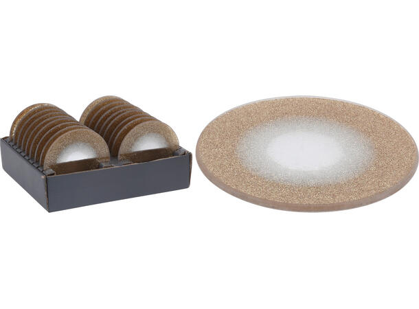 Lysfat glass m/glitter champagne d:10cmx Display 22stk 