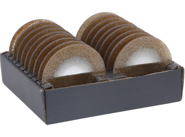 Lysfat glass m/glitter champagne d:10cmx Display 22stk 