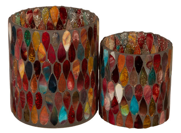 Lysglass mosaikk rødbrun 7x8cm 