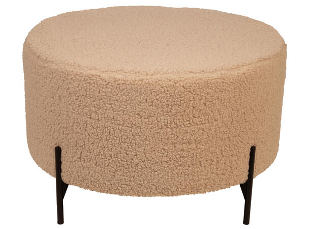 Puff boucle beige rund m/sorte 70x42cm 