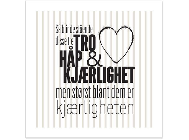 Serviett Tro Håp Kjærlighet Lunsjserviett 20 stk 3-lags 33x33cm 