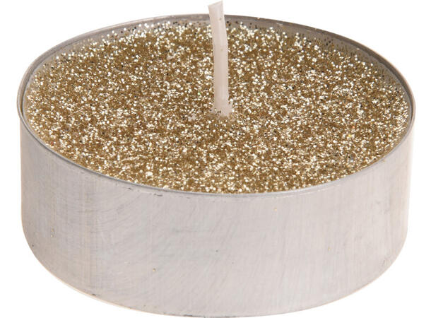 Telys gull m/glitter eske 8stk Display 24pk 