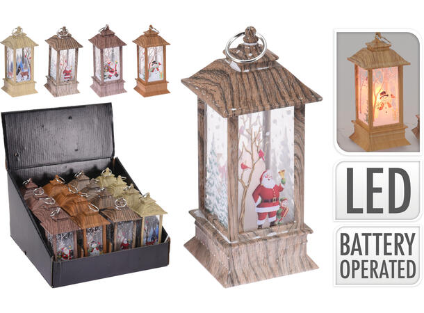 Lykt m/LED 5x5x13cm antikk hvit 4ass Batteri: CR2032 Display: 16 stk 