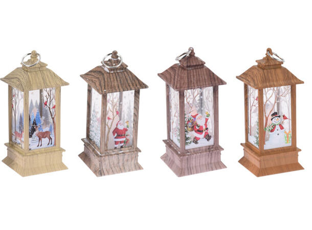 Lykt m/LED 5x5x13cm antikk hvit 4ass Batteri: CR2032 Display: 16 stk 