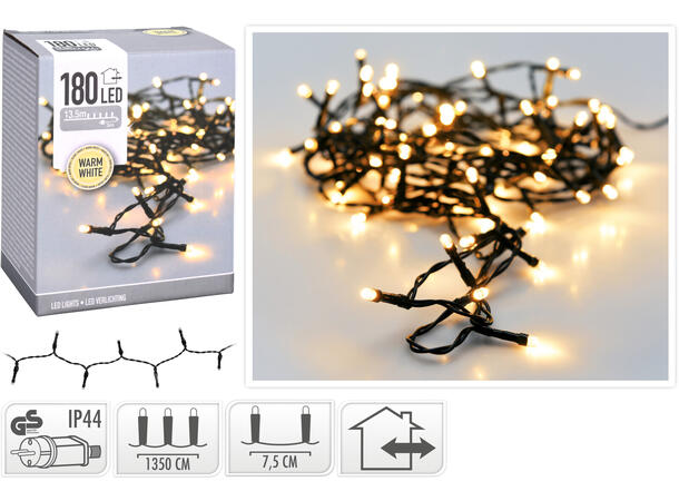 Lyslenke 180 LED varmhvit grønn 16,4m 