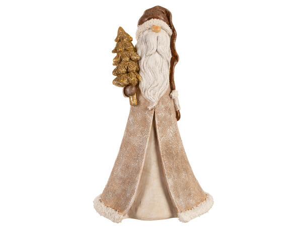 Nisse beige/brun ståe juletre 15x10x25cm Polyresin 