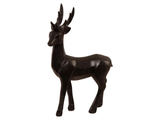 Reinsdyr stående sort m/glitter 15,5x5x25cm 