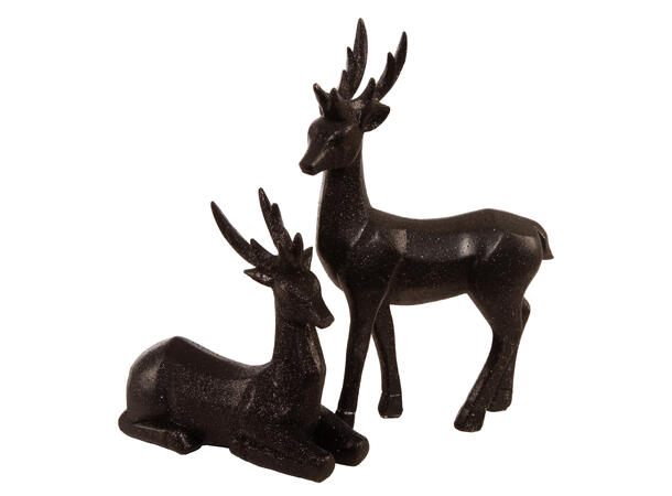 Reinsdyr stående sort m/glitter 15,5x5x25cm 