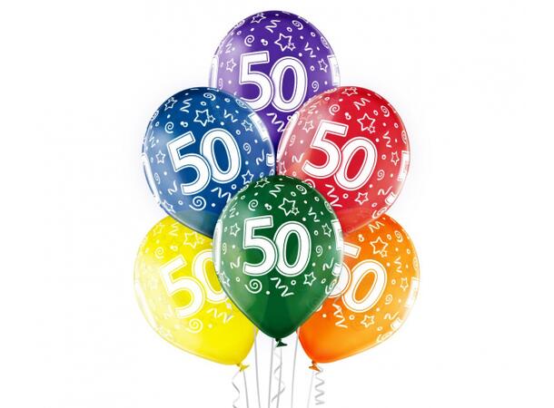 Ballong 50th Birthday transparent 6 stk Premium Helium latex Luft og Helium 