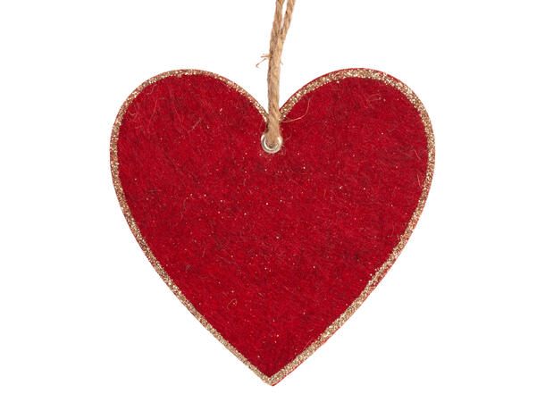 Hjerte filt rød henge 10cm s/4 Coaster Glassbrikke Dekor 