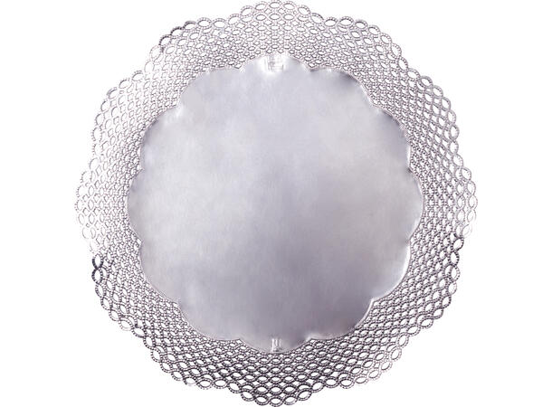 Kurv brikke rund Doilies 36cm sølv s/3 