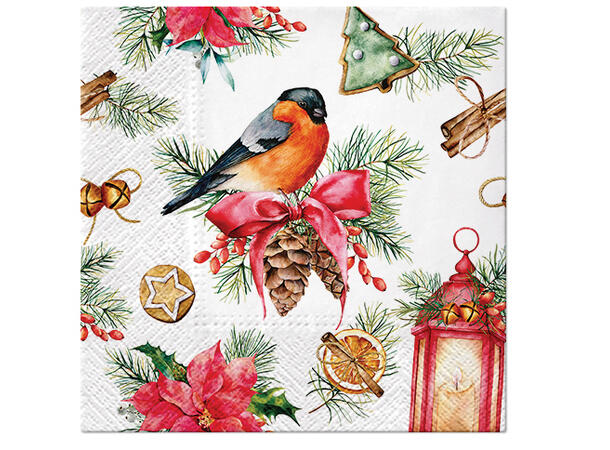 Serviett Dompapp med juledekor Lunsjserviett 20 stk 3-lags 33x33cm 