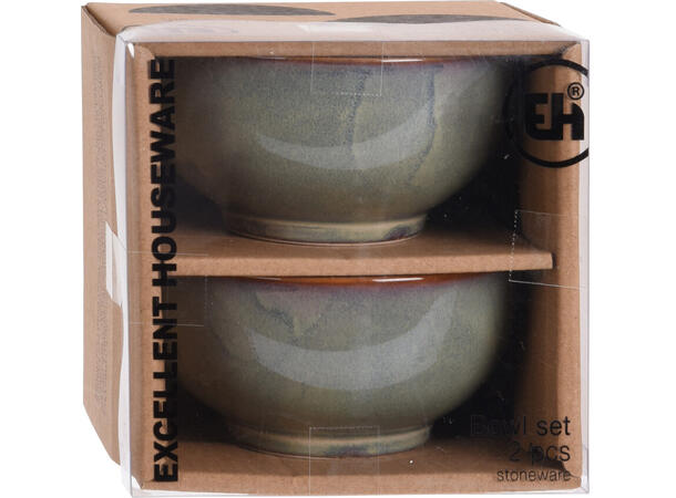 Skål blågrå 320ml 11,5x5,5cm s/2 2ass Sett i keramikk 