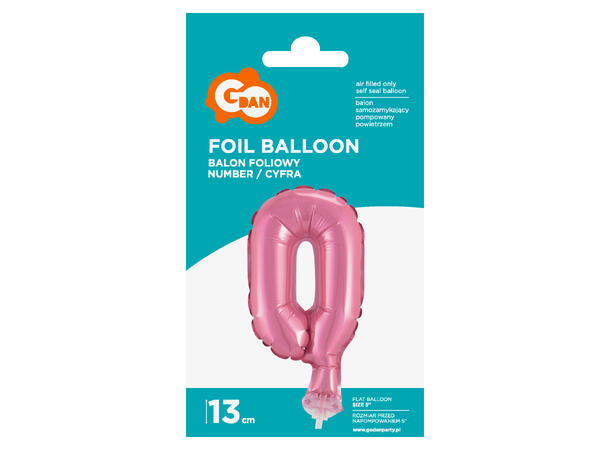 Ballong Tall 0 rosa folie 12,5cm Med pinne Til luft/helium 