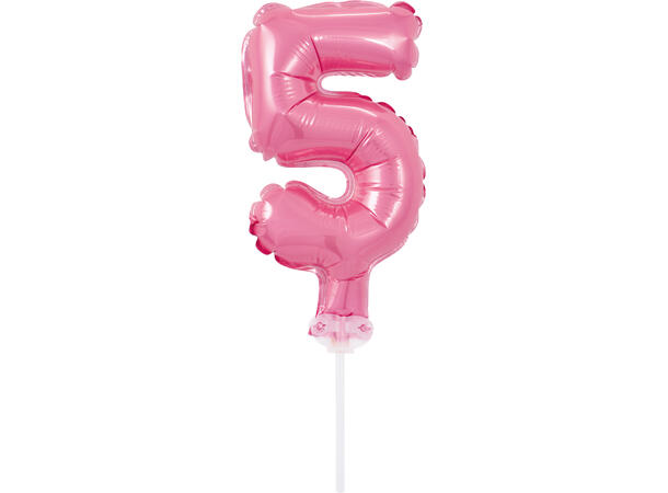 Ballong Tall 5 rosa folie 12,5cm Med pinne Til luft/helium 