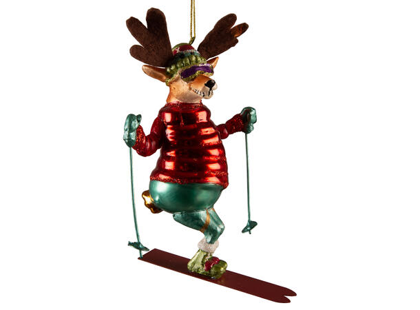 Juletrepynt elg med ski 9x9x15cm Forpk 6stk 