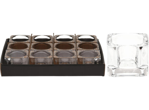 Lysestake telys krystall 5x4cm Display 12stk 