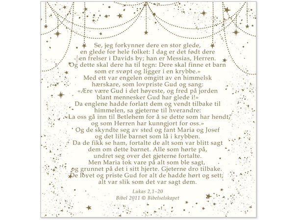 Serviett Juleevangeliet Hvit gulltrykk Lunsjserviett 20 stk 3-lags 33x33cm 