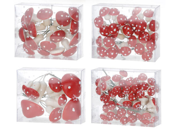 Sopp m/stilk 4 ulike størrelser i sett Fra 9-30stk pr eske / Eske 10x5x12cm 