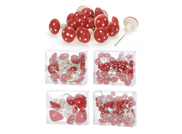 Sopp m/stilk 4ass størrelser Fra 9-30stk pr eske / Eske 10x5x12cm 