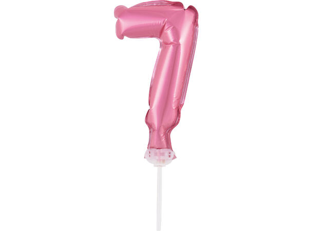 Ballong Tall 7 rosa folie 12,5cm Med pinne Til luft/helium 