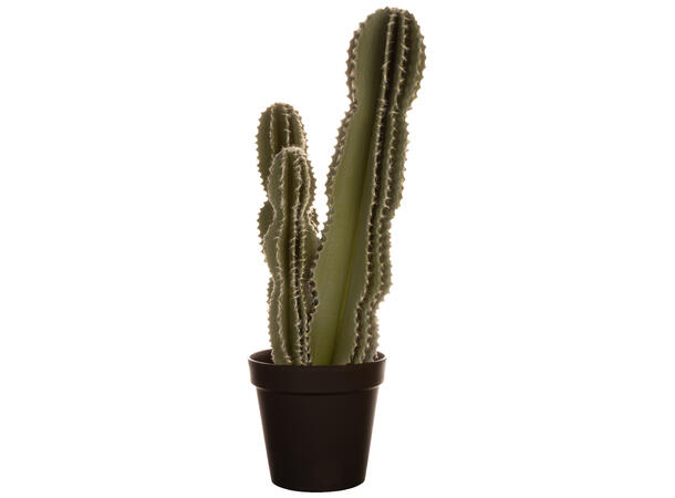 Kaktus XL sort potte 24x24x79cm Kunstig plante m/sortfarget jord/sand 