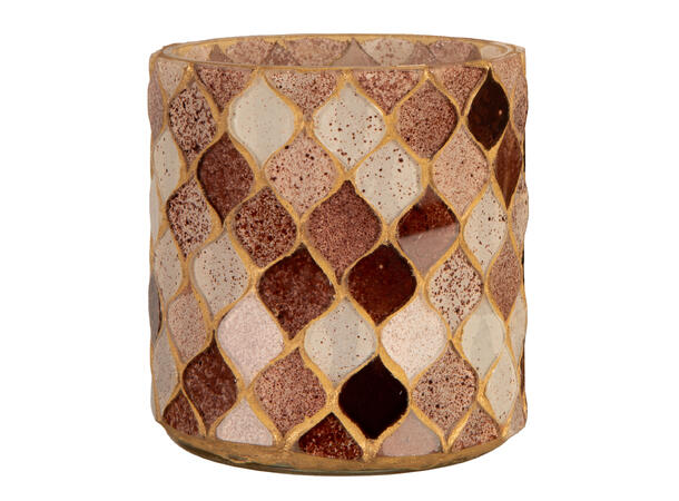 Lysglass mosaikk brun/nougat/krem 7x8cm 