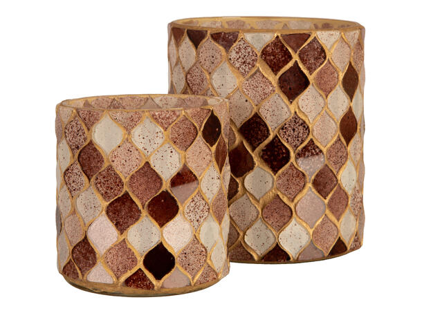Lysglass mosaikk brun/nougat/krem 7x8cm 