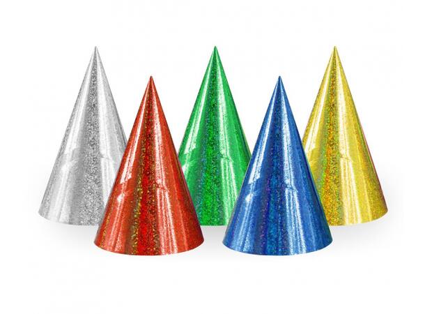 Hatt papir spiss metallisk 5ass 100stk Farge: Rød, blå, grønn, gull,sølv 