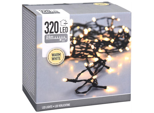 Lyslenke 320 LED varmhvit grønn 26,9m 