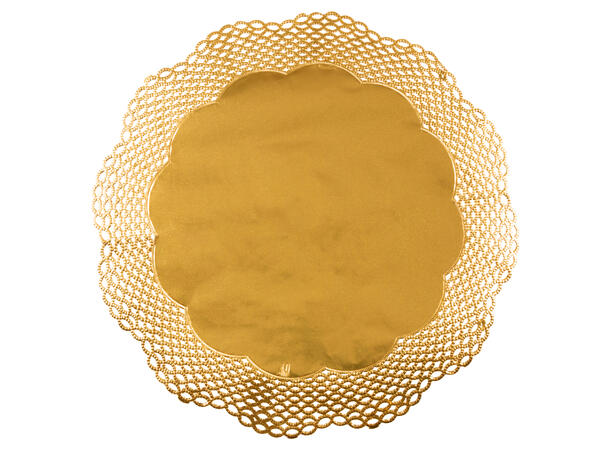 Kurvbrikke rund Doilies 36cm gull s/3 